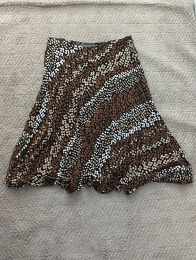 Josephine Chaus Brown, Cream & Black Printed Circle Skirt